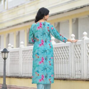 Azure Blossom Kurta Set - Image 8