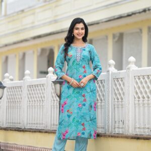 Azure Blossom Kurta Set - Image 7