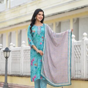 Azure Blossom Kurta Set