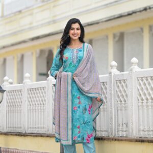Azure Blossom Kurta Set - Image 6