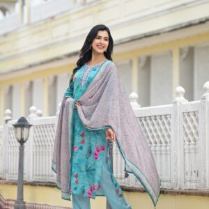 Azure Blossom Kurta Set - Image 5
