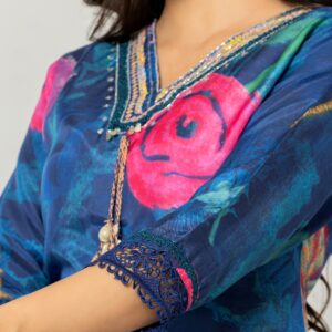 Midnight Bloom Hand-Painted Kurta Set - Image 4